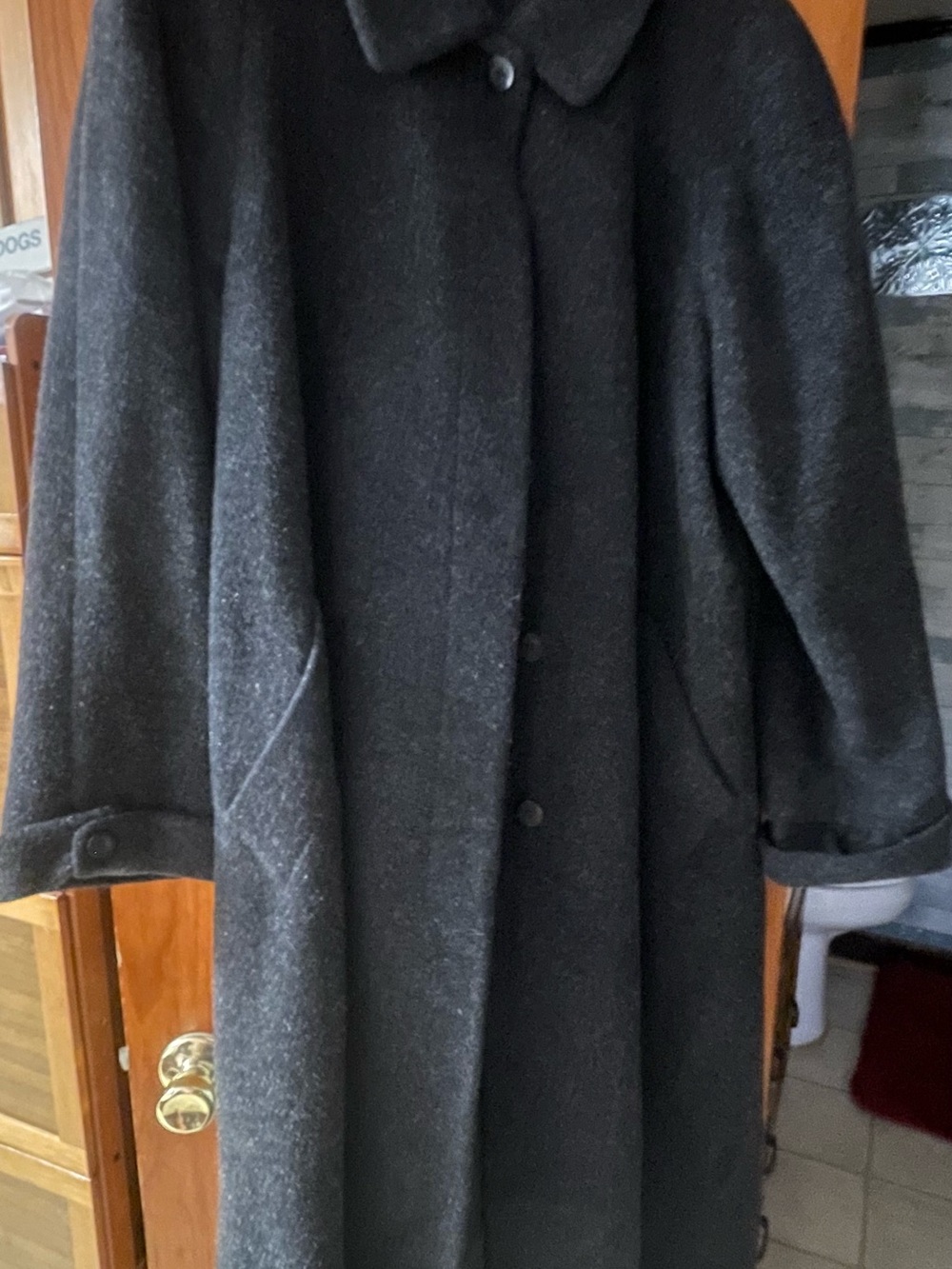 Anne Klein Woman’s Classic Black Wool Overcoat